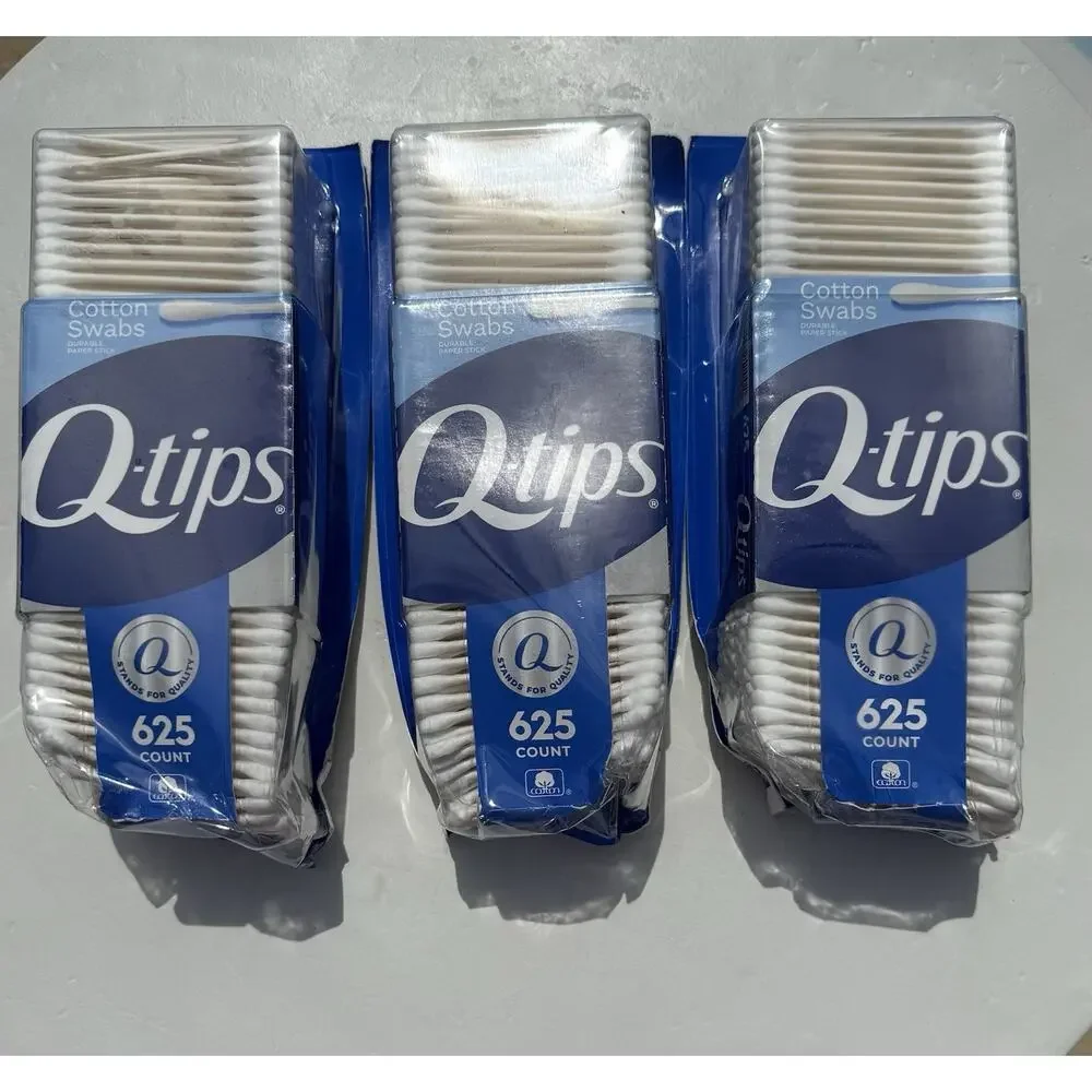 Lot of 3 Q-tips Cotton Swabs 625 Ct Each 1875 Total 100% Cotton DAMAGED BOXES